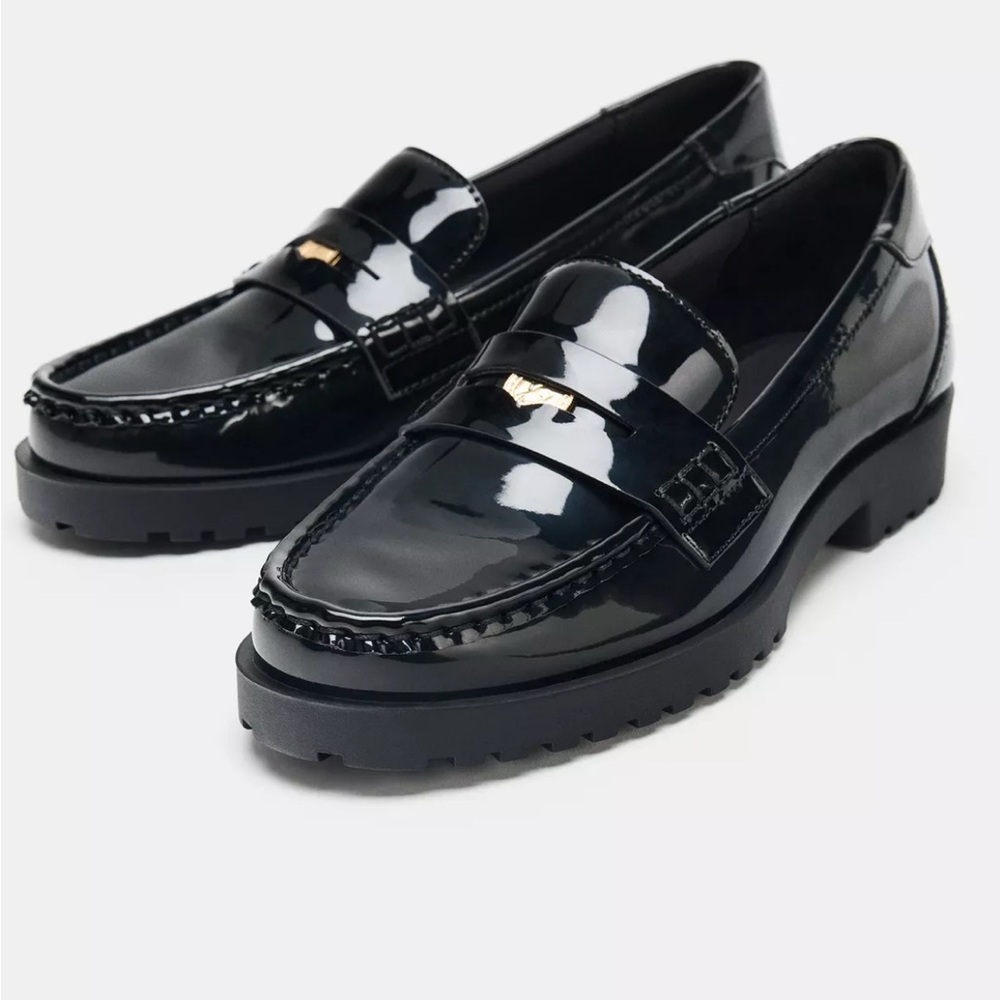 Zara Black Patent Loafers